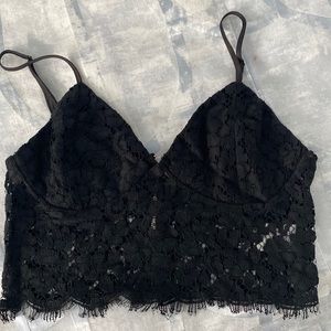 Black floral lace matching set. Worn once